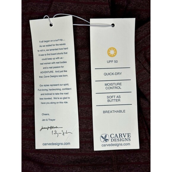 Carve Designs "Talora" Tunic Mini Dress Maroon Striped UPF 50 Size XS NWT!! - Picture 7 of 7